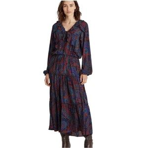 Lauren Ralph Lauren~Georgette Paisley Print‎ Long Sleeve Tiered Midi Dress~Sz 12